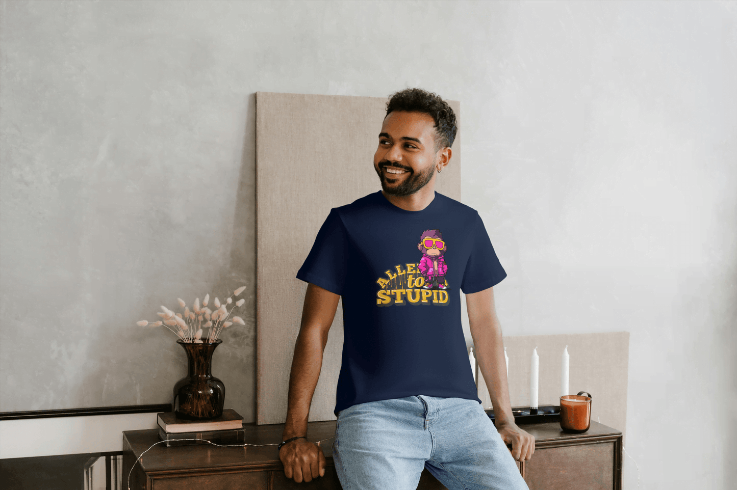 Allen To Stupid: Funny Monkey Graphic Tee - Essentia Attire