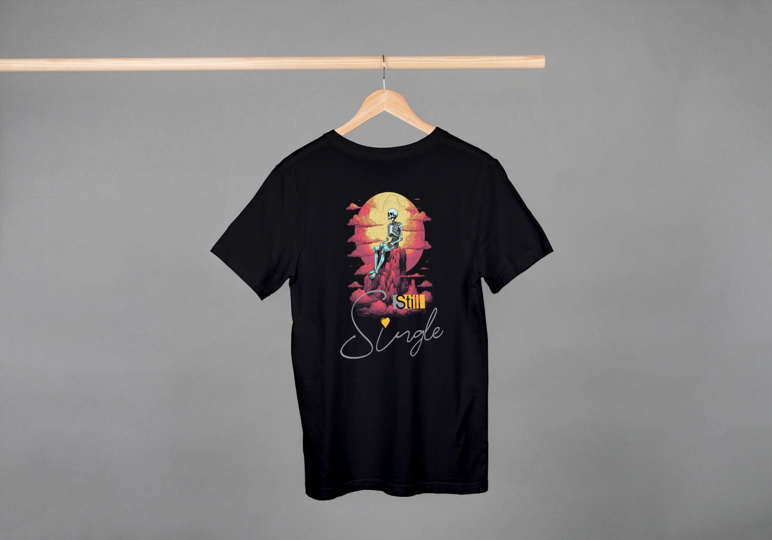 Still Single" Skeleton Sunset Graphic T-Shirt - Funny Dating Tee - Essentia Attire
