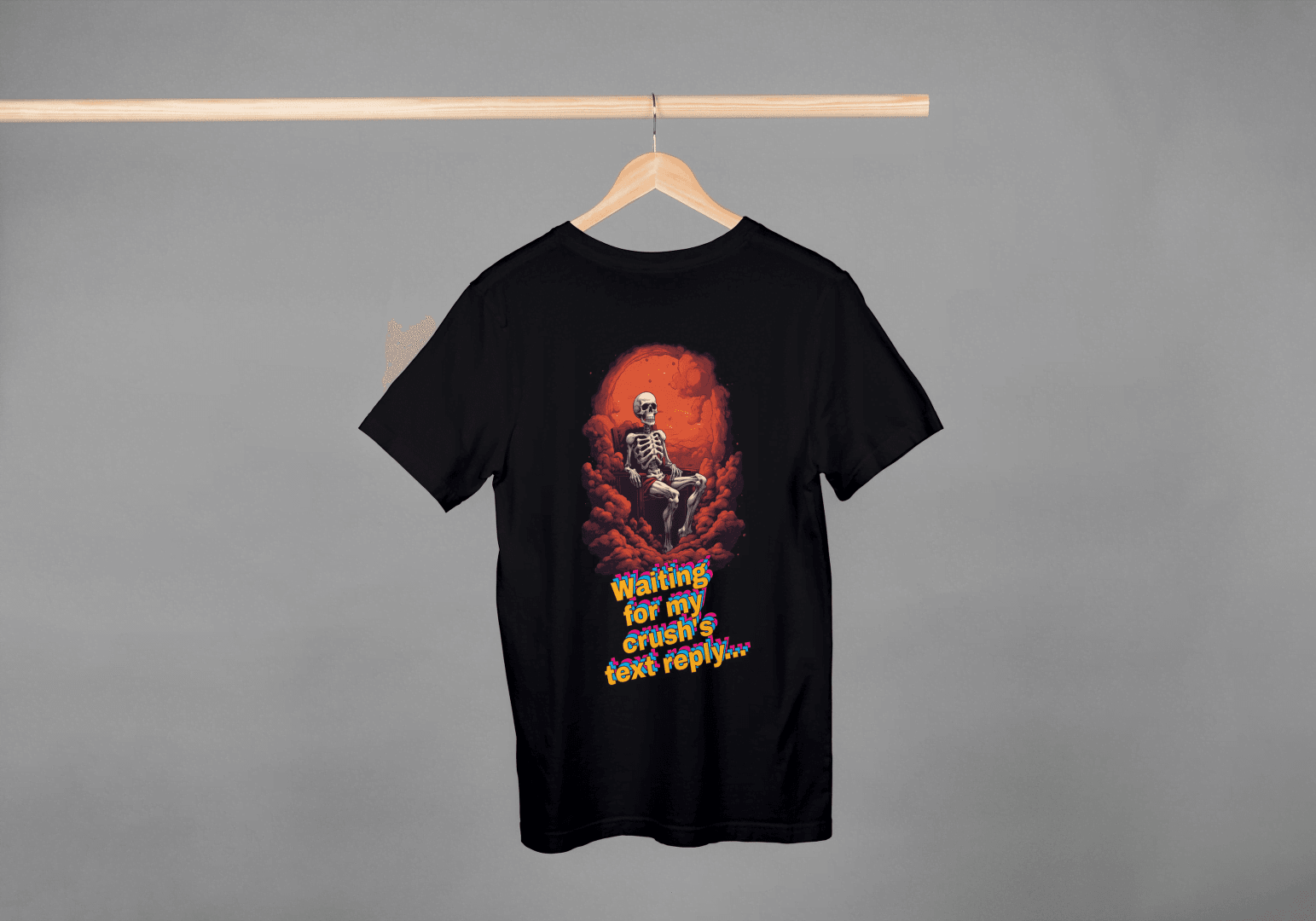 Waiting for Crush's Text Reply: Skeleton Sarcastic Tee - Essentia Attire
