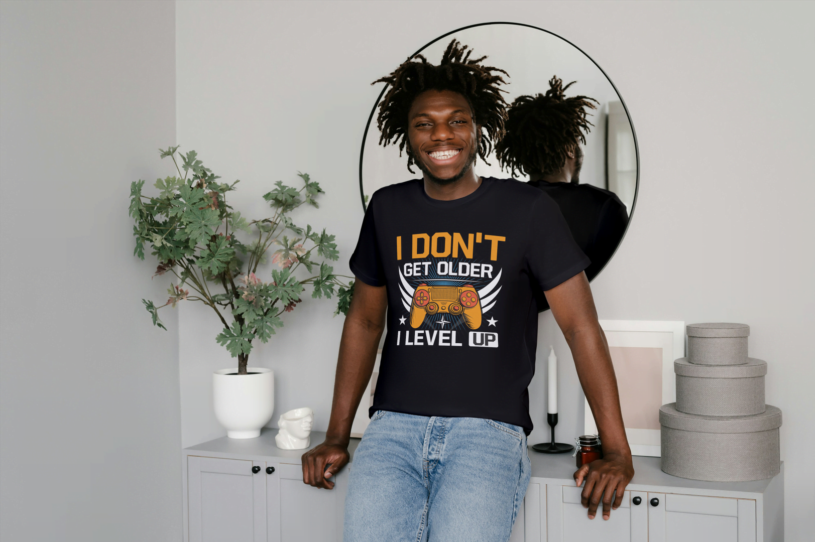 "I Level Up" Gamer: Funny Gaming Tee - Essentia Attire