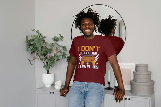 "I Level Up" Gamer: Funny Gaming Tee - Essentia Attire