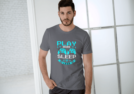 Play More Sleep Less Gaming: Retro Gamer Tee - Essentia Attire