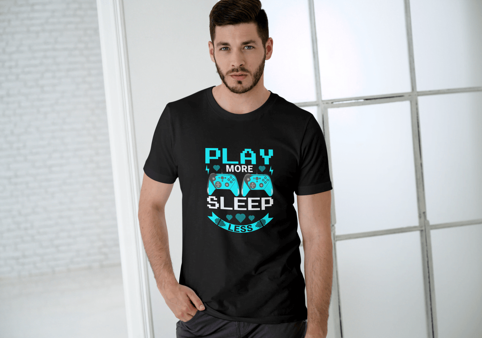 Play More Sleep Less Gaming: Retro Gamer Tee - Essentia Attire