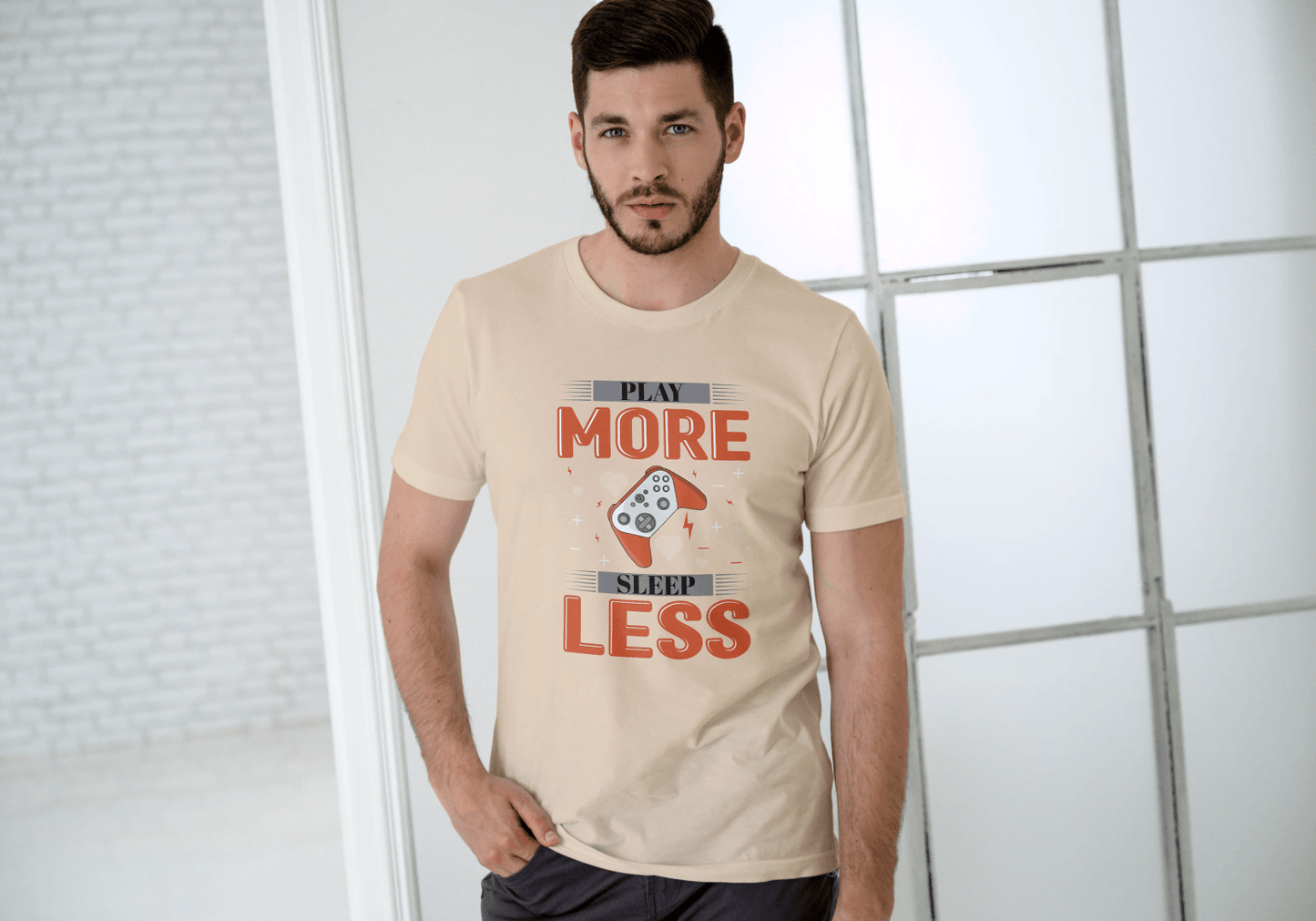 Play More Sleep Less Gaming: Retro Pixel Gamer Tee - Essentia Attire
