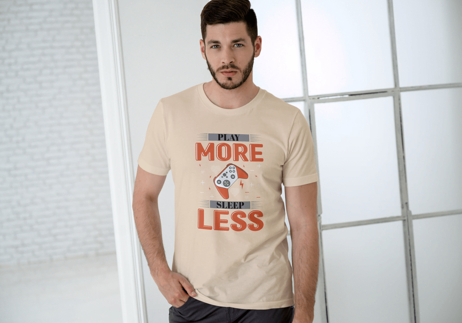 Play More Sleep Less Gaming: Retro Pixel Gamer Tee - Essentia Attire