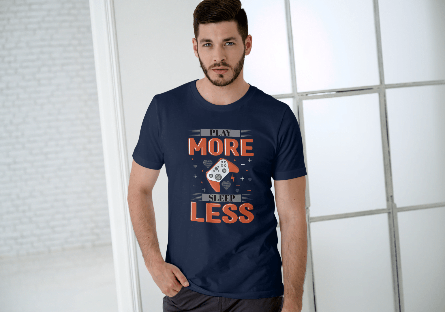 Play More Sleep Less Gaming: Retro Pixel Gamer Tee - Essentia Attire