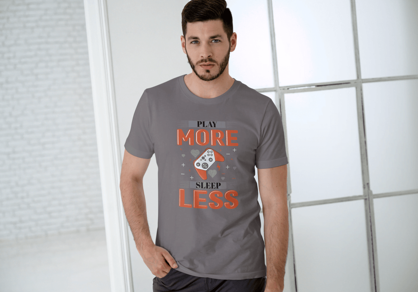 Play More Sleep Less Gaming: Retro Pixel Gamer Tee - Essentia Attire