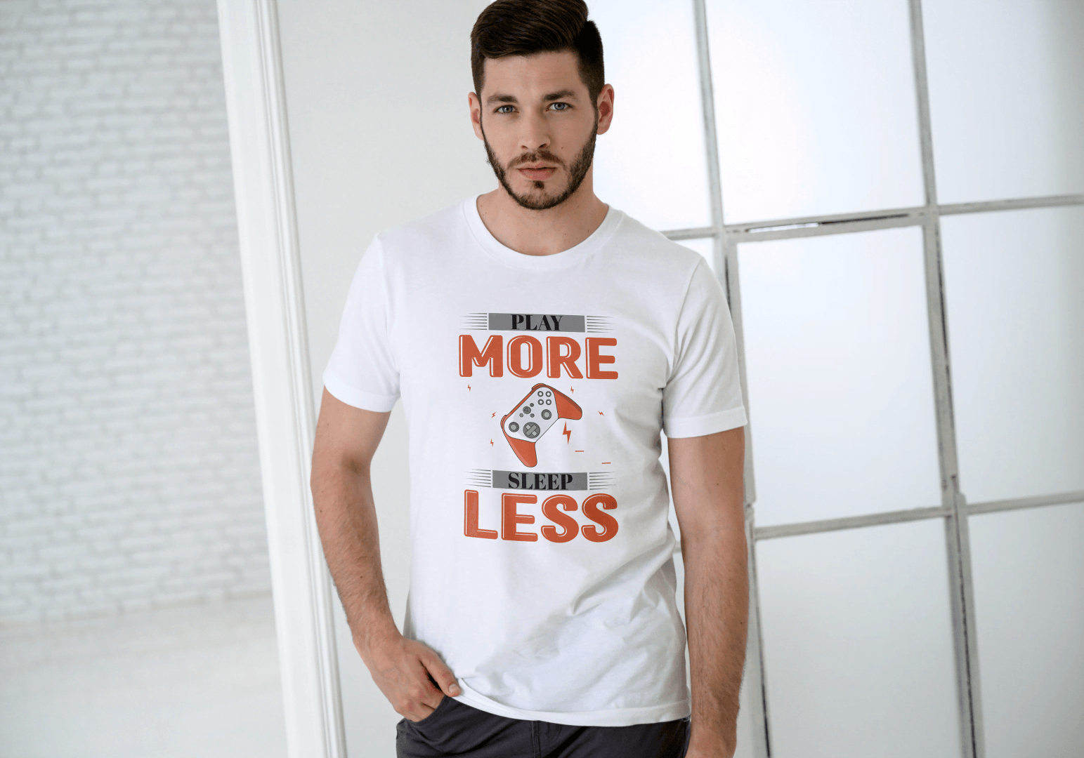 Play More Sleep Less Gaming: Retro Pixel Gamer Tee - Essentia Attire