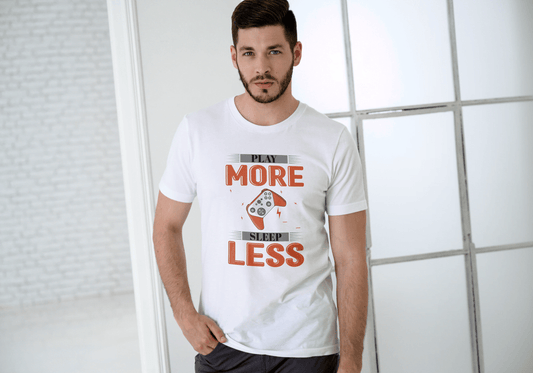 Play More Sleep Less Gaming: Retro Pixel Gamer Tee - Essentia Attire