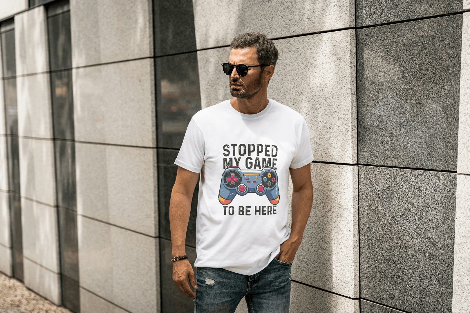 Stopped My Game To Be Here: Funny Gamer Tee - Essentia Attire