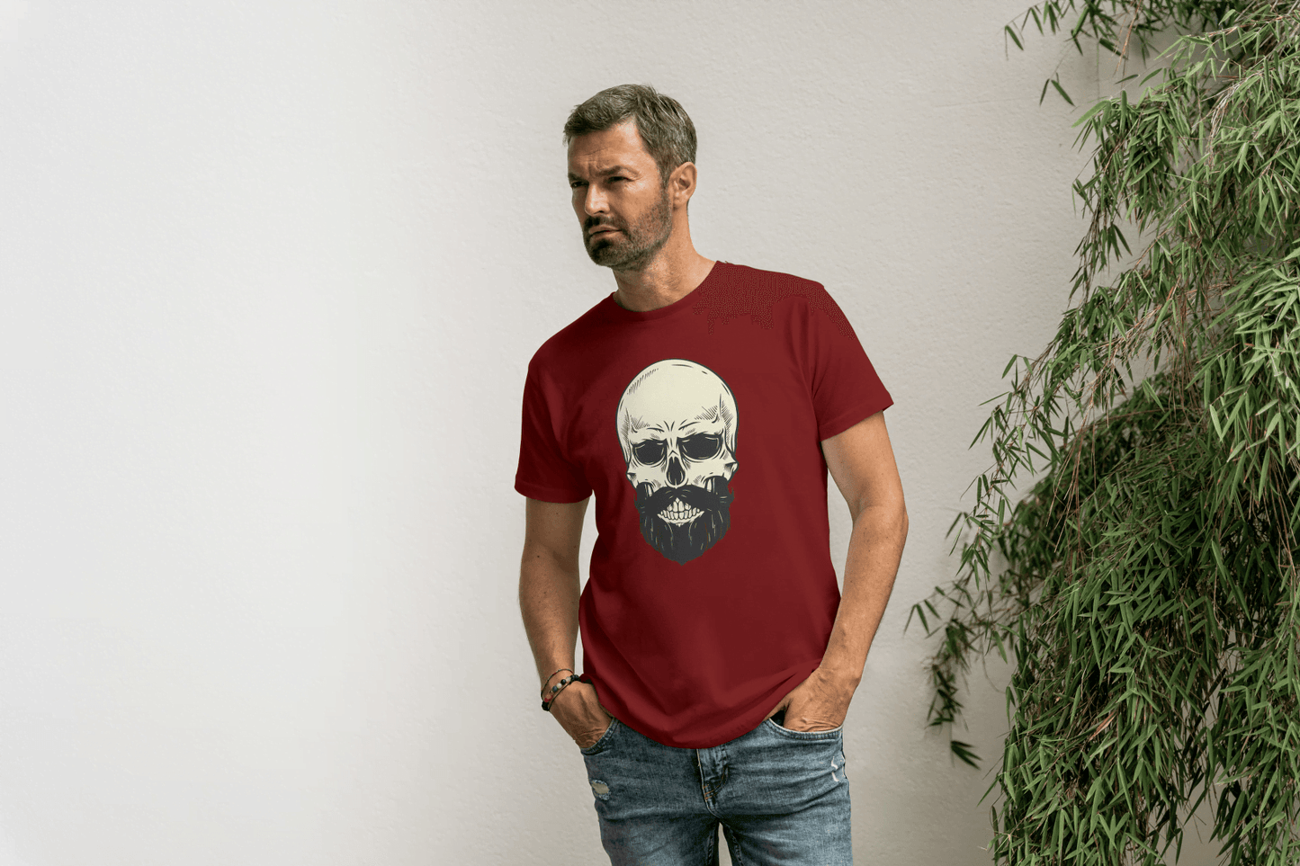 Bearded Skull Graphic: Edgy Biker Style Tee - Essentia Attire