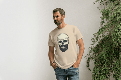 Bearded Skull Graphic: Edgy Biker Style Tee - Essentia Attire