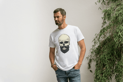 Bearded Skull Graphic: Edgy Biker Style Tee - Essentia Attire