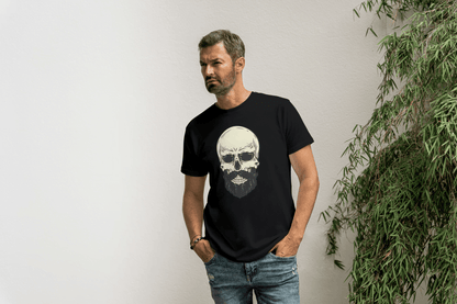Bearded Skull Graphic: Edgy Biker Style Tee - Essentia Attire