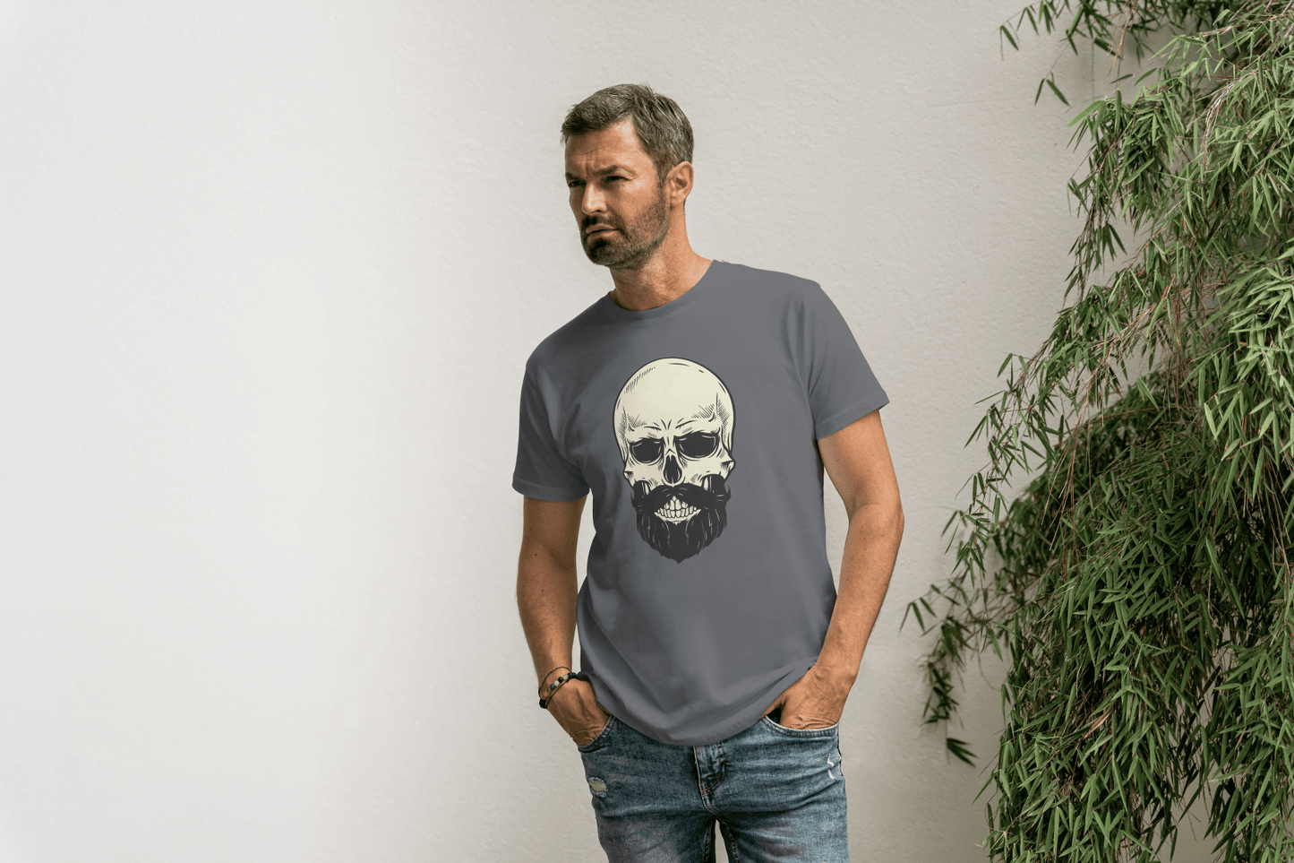 Bearded Skull Graphic: Edgy Biker Style Tee - Essentia Attire