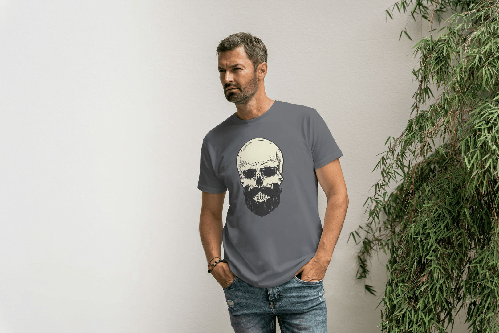Bearded Skull Graphic: Edgy Biker Style Tee - Essentia Attire