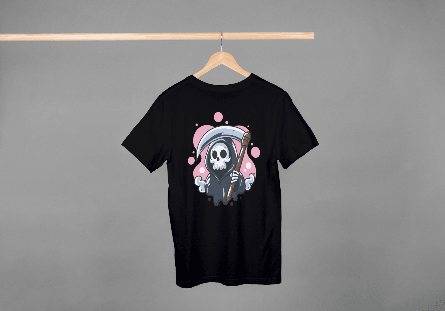Cute Grim Reaper Skull: Kawaii Scythe Ghost Tee - Essentia Attire