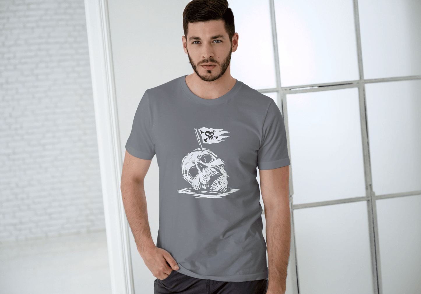 Pirate Skull Flag: Edgy Reaper Graphic Tee - Essentia Attire