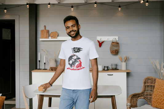 Pirate Skull Flag: Edgy Color Reaper Graphic Tee - Essentia Attire