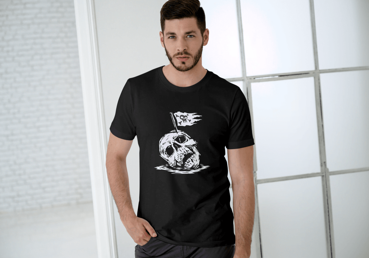 Pirate Skull Flag: Edgy Reaper Graphic Tee - Essentia Attire