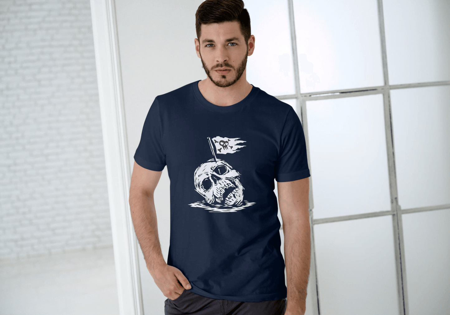 Pirate Skull Flag: Edgy Reaper Graphic Tee - Essentia Attire