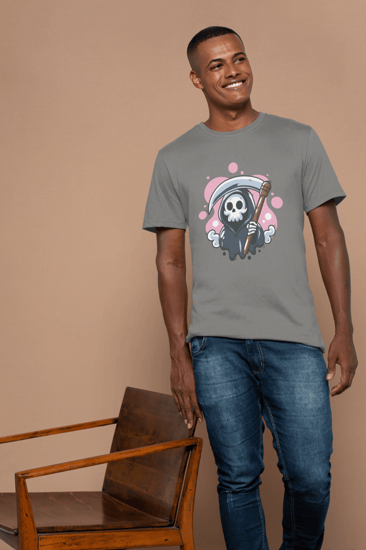 Cute Grim Reaper Skull: Kawaii Scythe Ghost Tee - Essentia Attire
