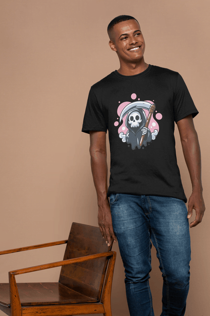 Cute Grim Reaper Skull: Kawaii Scythe Ghost Tee - Essentia Attire