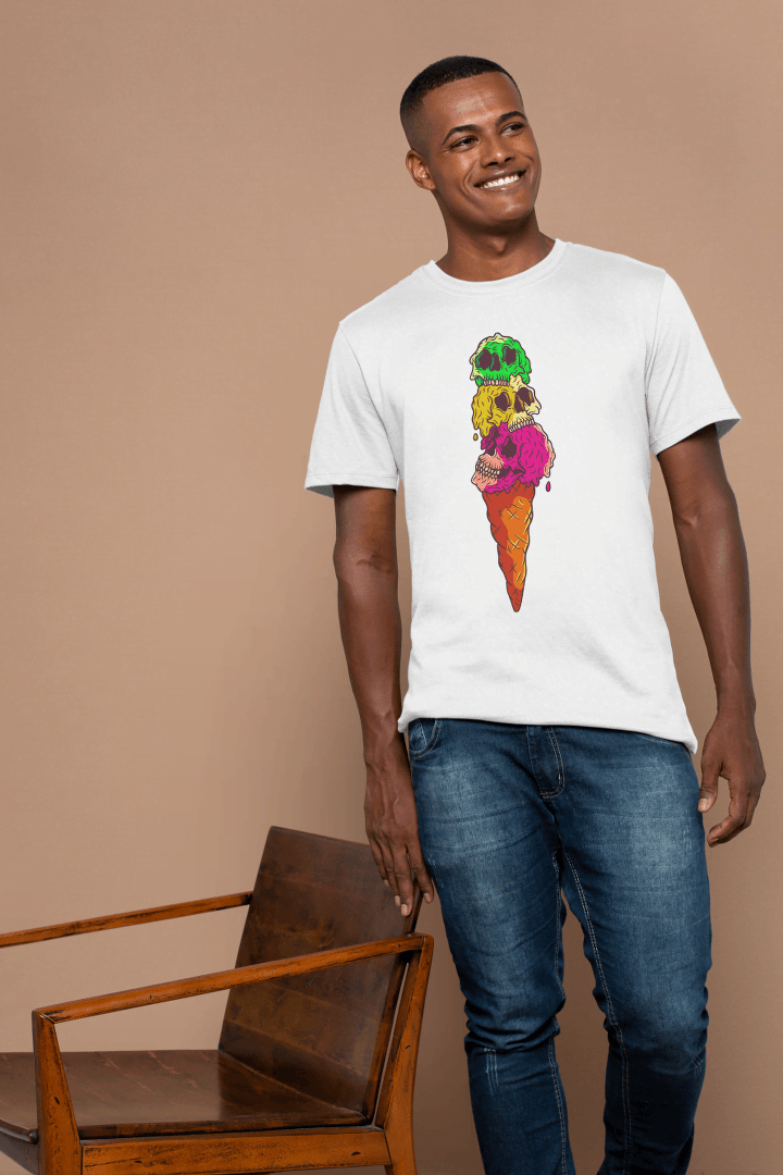 Skull Ice Cream Cone: Goth Pastel Dessert Tee - Essentia Attire