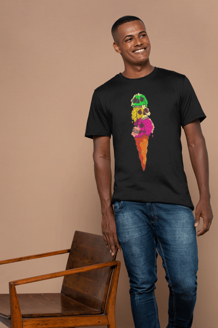 Skull Ice Cream Cone: Goth Pastel Dessert Tee - Essentia Attire