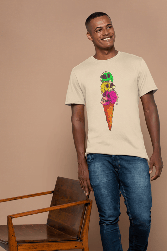 Skull Ice Cream Cone: Goth Pastel Dessert Tee - Essentia Attire