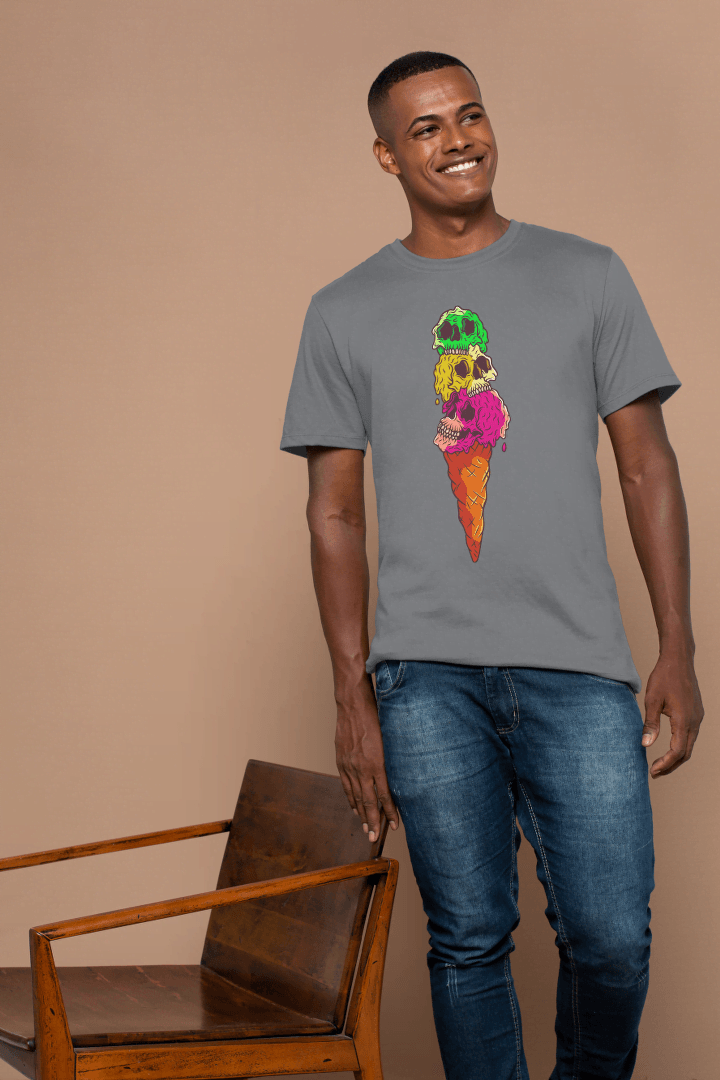 Skull Ice Cream Cone: Goth Pastel Dessert Tee - Essentia Attire