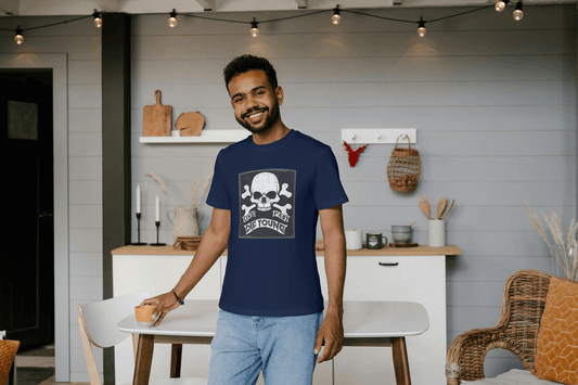 Live Fast Die Young Skull & Crossbones: Rebel Motto Tee - Essentia Attire