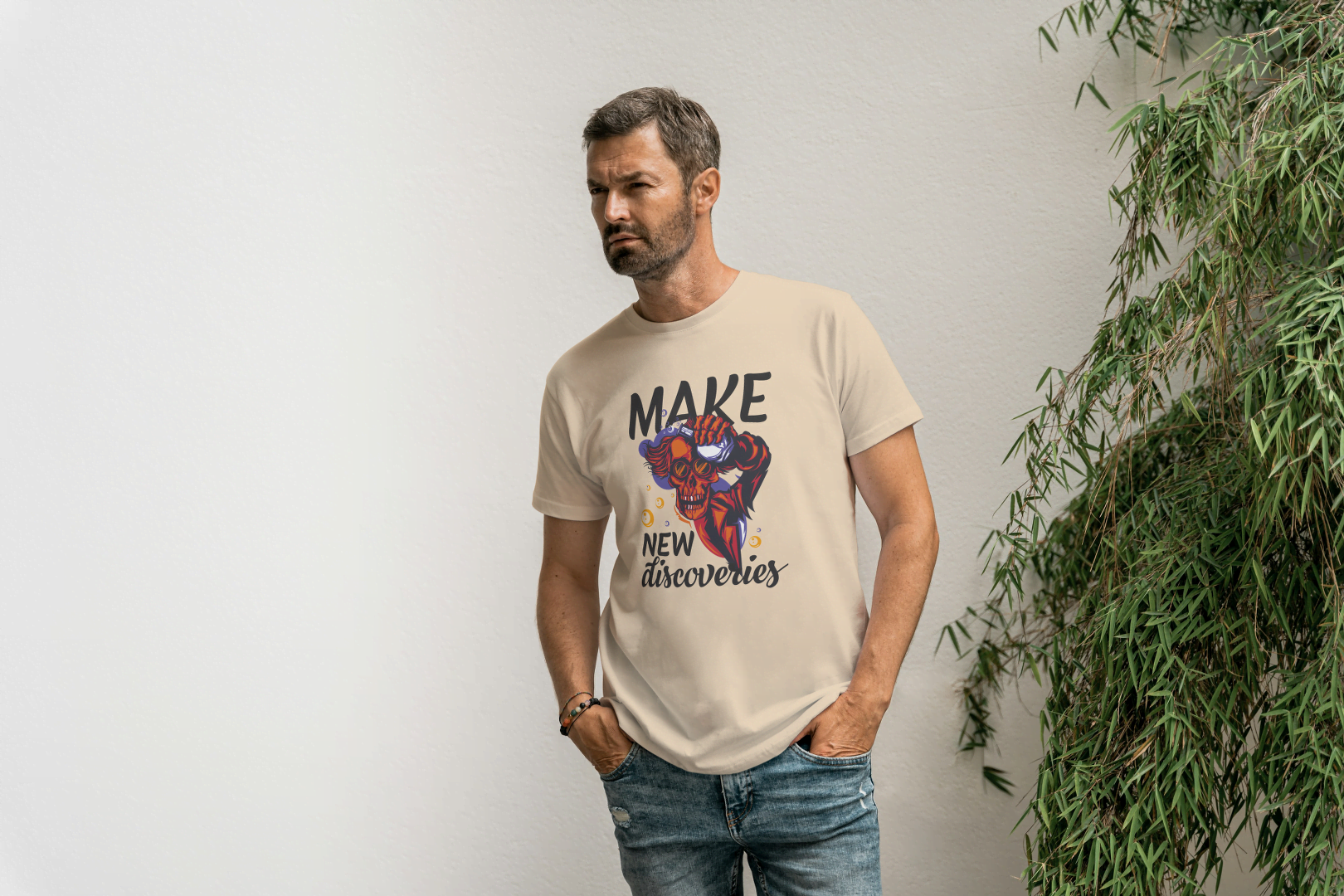 "Make New Discoveries" Skull: Quirky Science & Exploration Tee - Essentia Attire