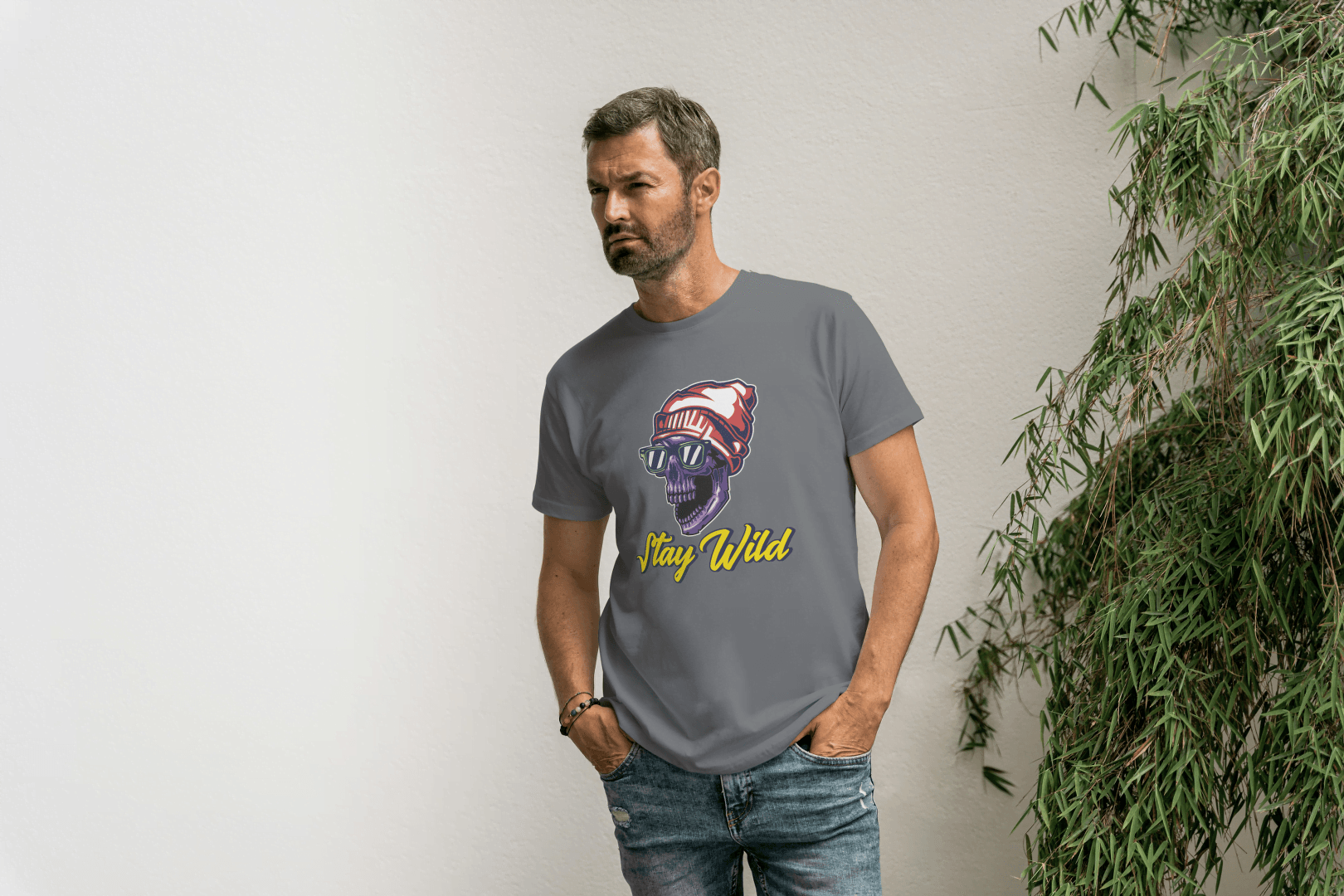Stay Wild Skull: Cool Beanie Sunglasses Skull Tee - Essentia Attire