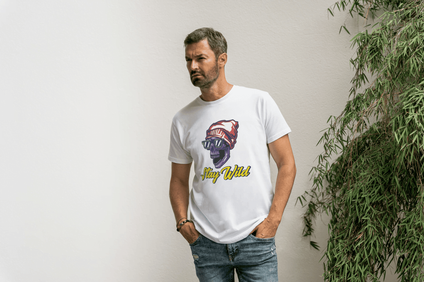 Stay Wild Skull: Cool Beanie Sunglasses Skull Tee - Essentia Attire