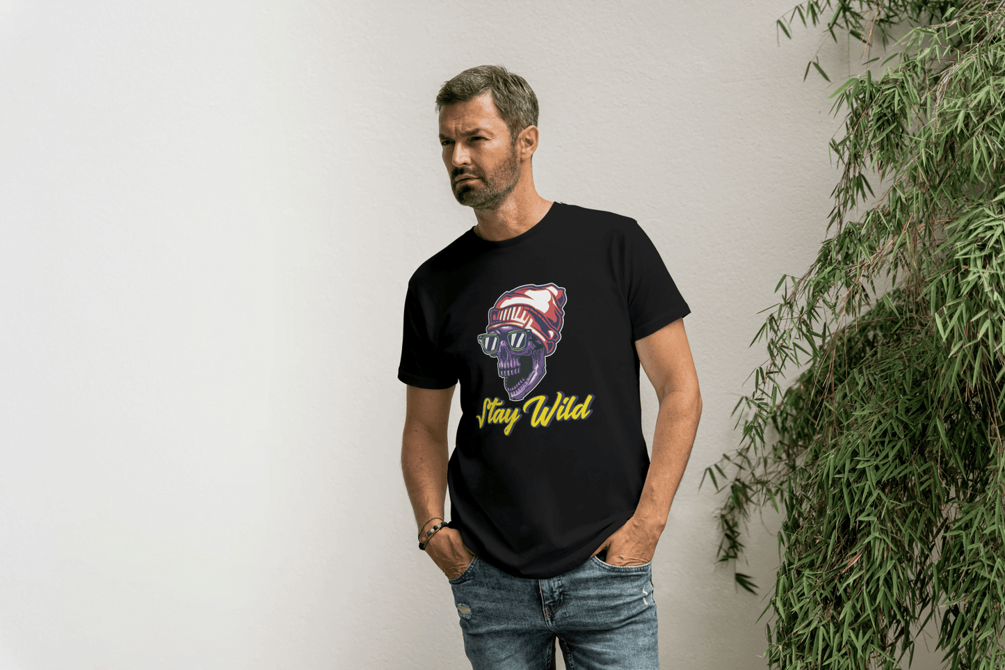 Stay Wild Skull: Cool Beanie Sunglasses Skull Tee - Essentia Attire