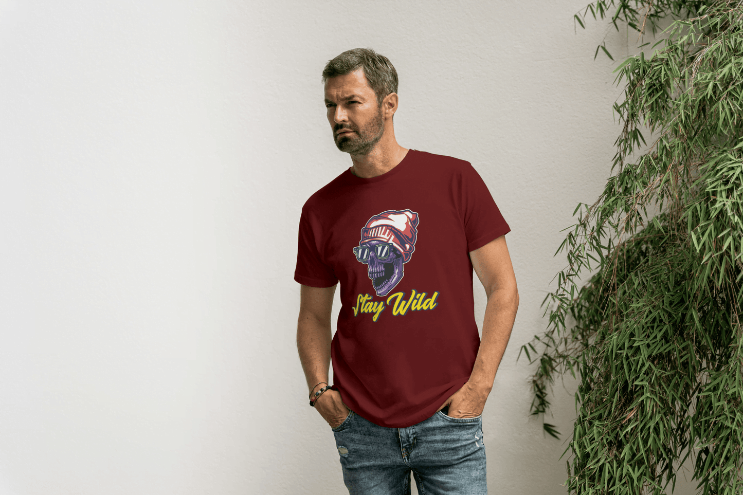 Stay Wild Skull: Cool Beanie Sunglasses Skull Tee - Essentia Attire
