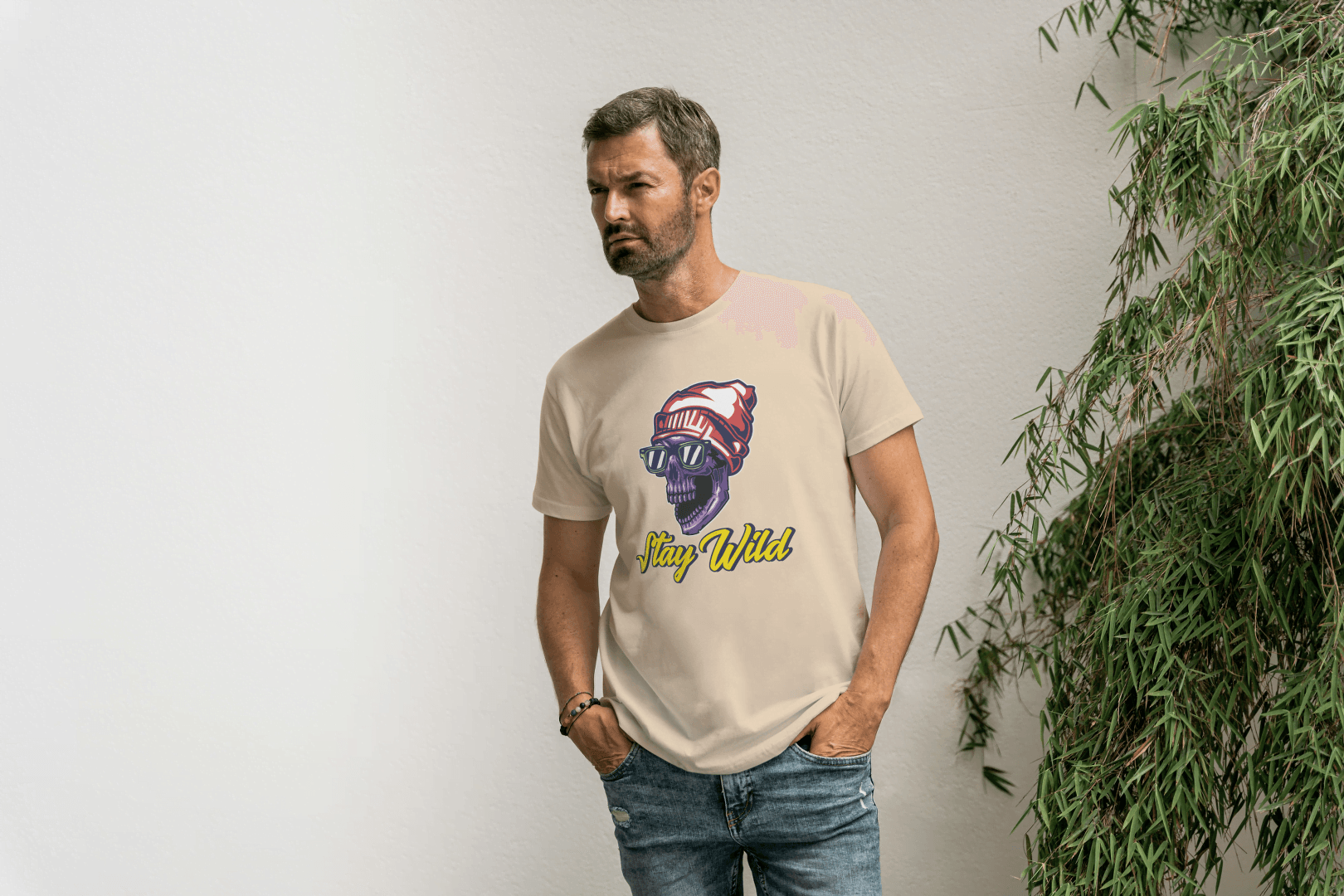 Stay Wild Skull: Cool Beanie Sunglasses Skull Tee - Essentia Attire