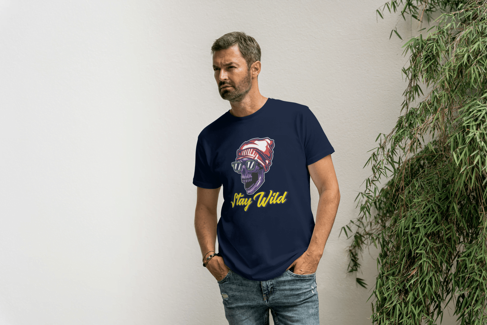 Stay Wild Skull: Cool Beanie Sunglasses Skull Tee - Essentia Attire