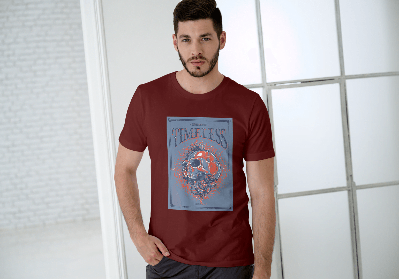Timeless Skull Floral: Gothic Art Graphic Tee - Essentia Attire