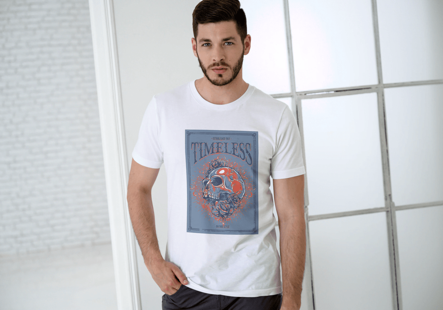Timeless Skull Floral: Gothic Art Graphic Tee - Essentia Attire