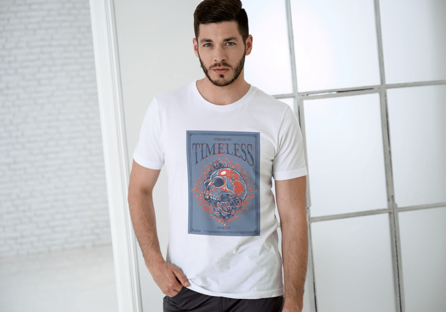 Timeless Skull Floral: Gothic Art Graphic Tee - Essentia Attire