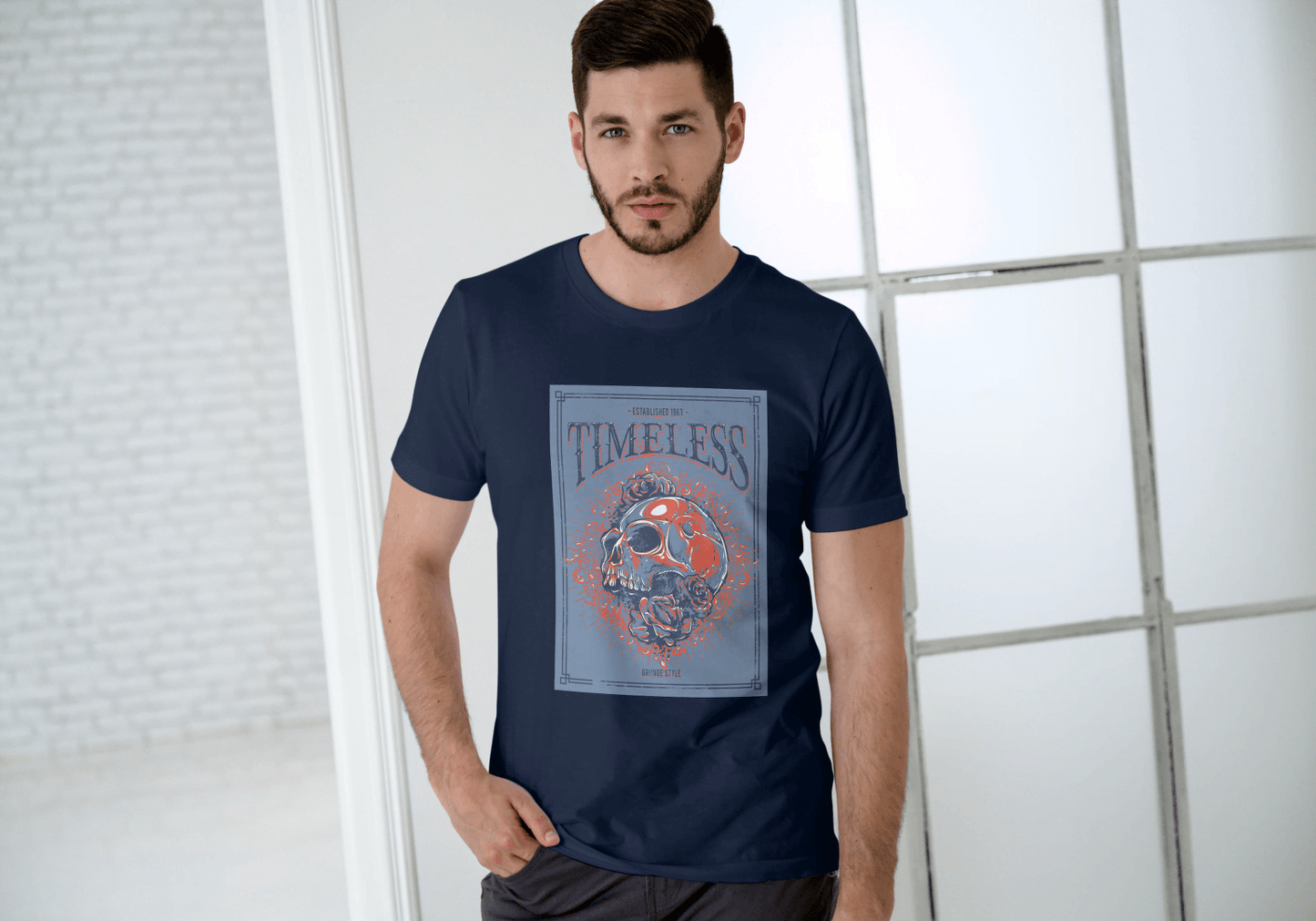 Timeless Skull Floral: Gothic Art Graphic Tee - Essentia Attire