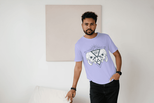 Cosmic Skulls with Eye of Providence: Spiritual Mortality Design Tee - Essentia Attire