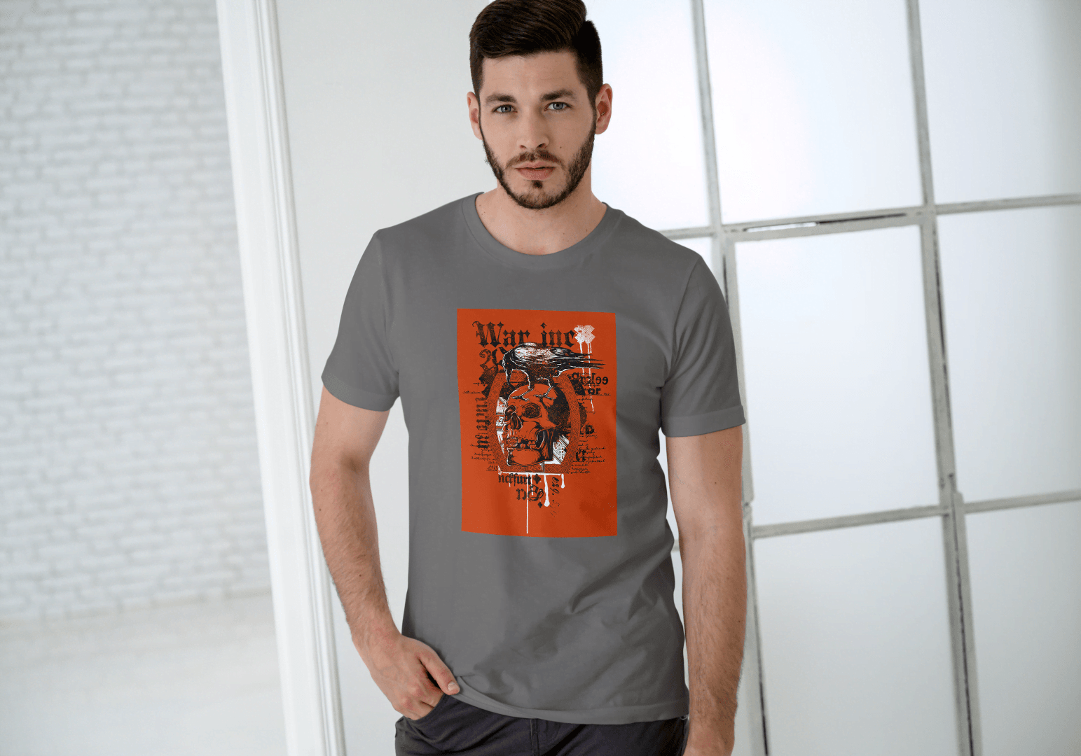 Gothic Crow & Skull: Dark Academia Graphic Tee - Essentia Attire