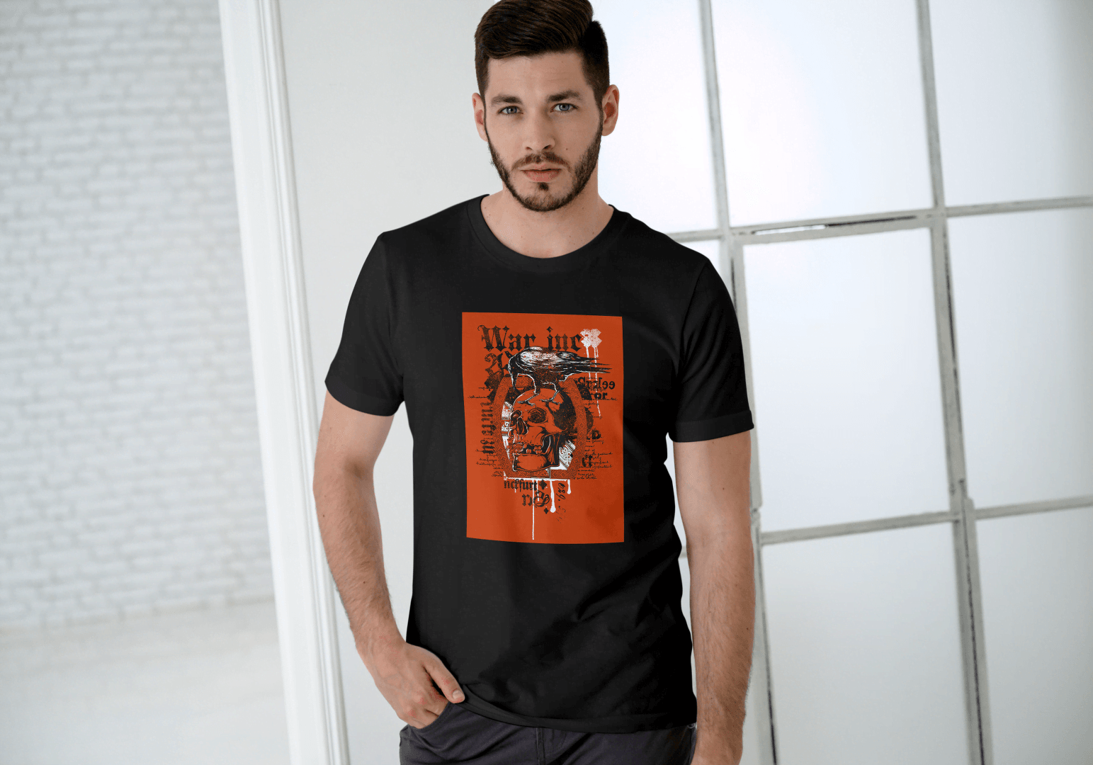 Gothic Crow & Skull: Dark Academia Graphic Tee - Essentia Attire
