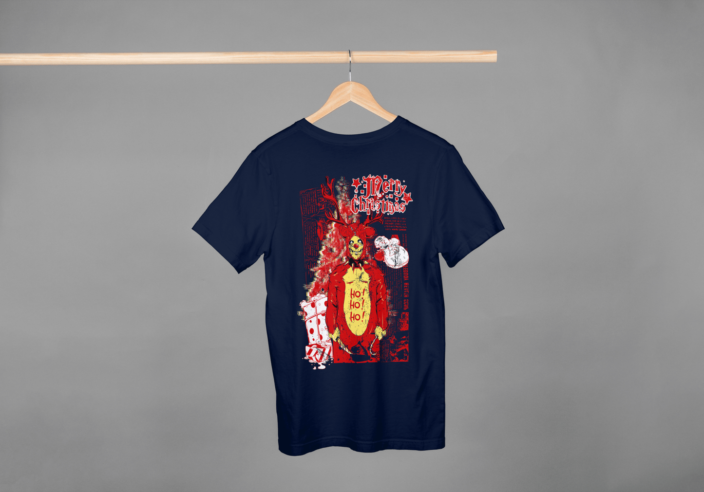Grim Reindeer "Merry Christmas" Skull: Edgy Holiday Tee - Essentia Attire