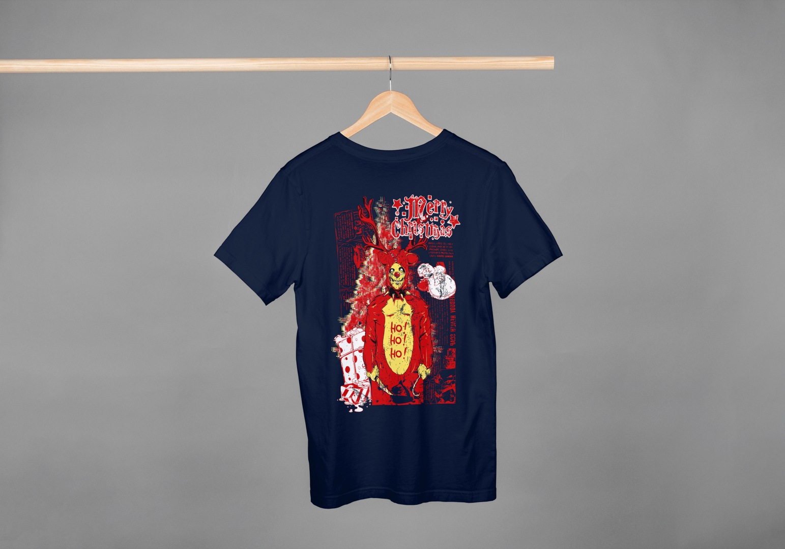 Grim Reindeer "Merry Christmas" Skull: Edgy Holiday Tee - Essentia Attire