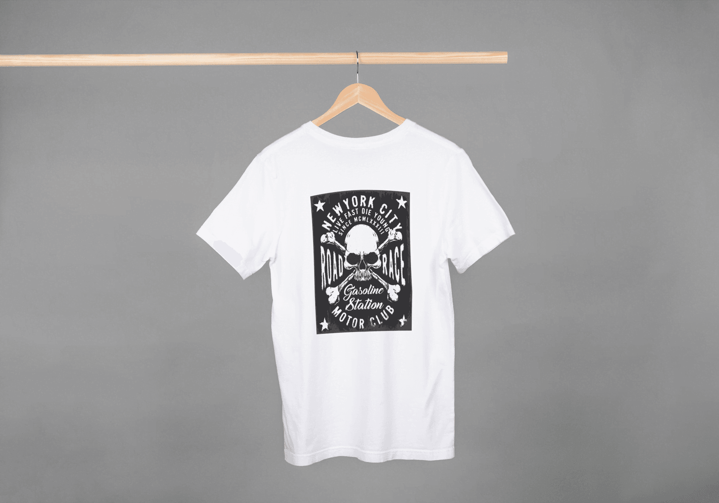 New York City Road Race Skull: Motor Club Graphic Tee - Essentia Attire