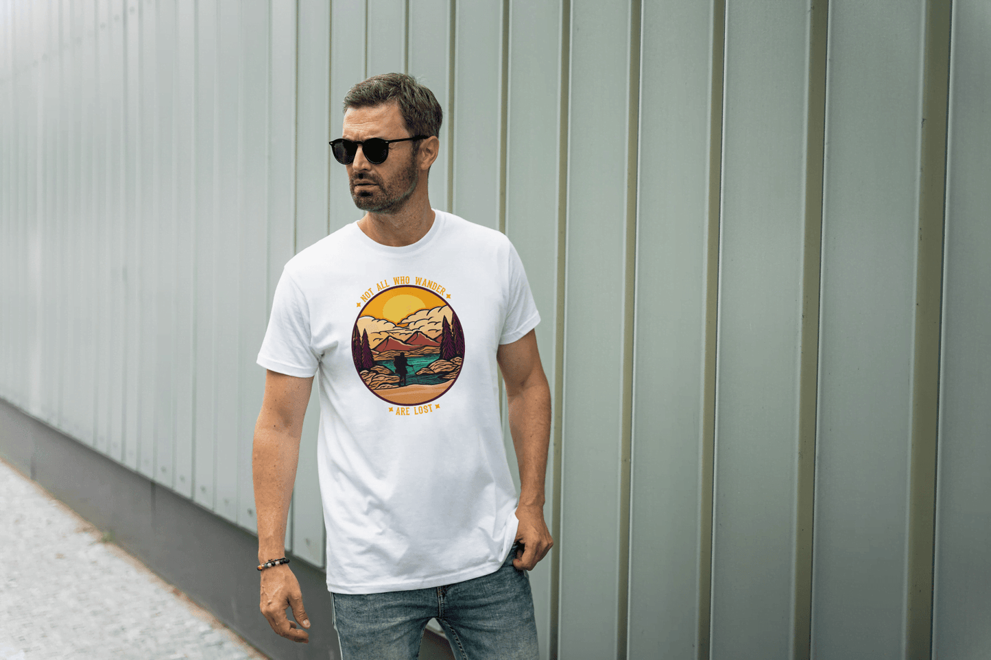 Not All Who Wander Are Lost: Mountain Landscape Tee - Essentia Attire